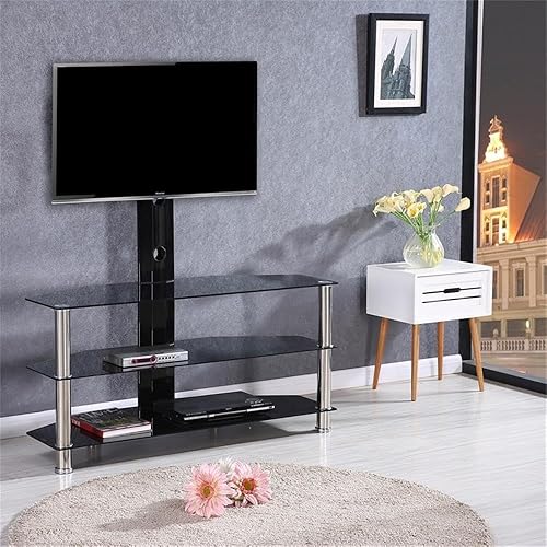 Miniatura 3 de Better Home Products Ella - Soporte giratorio de cristal negro para TV de hasta 55 pulgadas