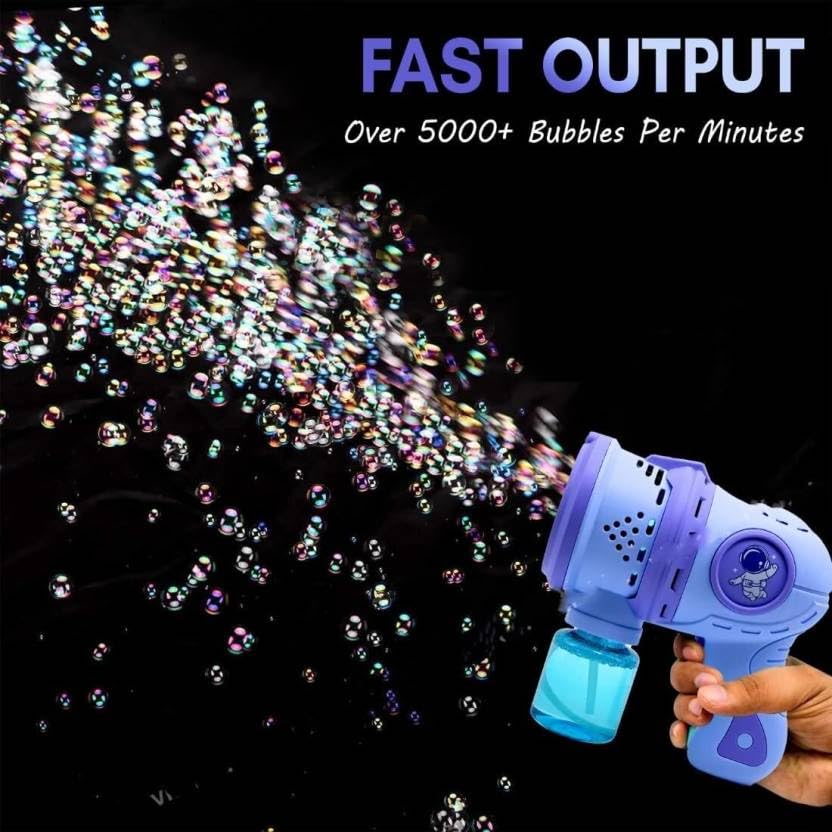 Image of Niku Bubble Gun Maker Toys for Kids Girls Boys | Leak-Proof Bubble Machine Automatic Space Theme | 2 Bubble Solution | Best Birthday Gift - Blue Color