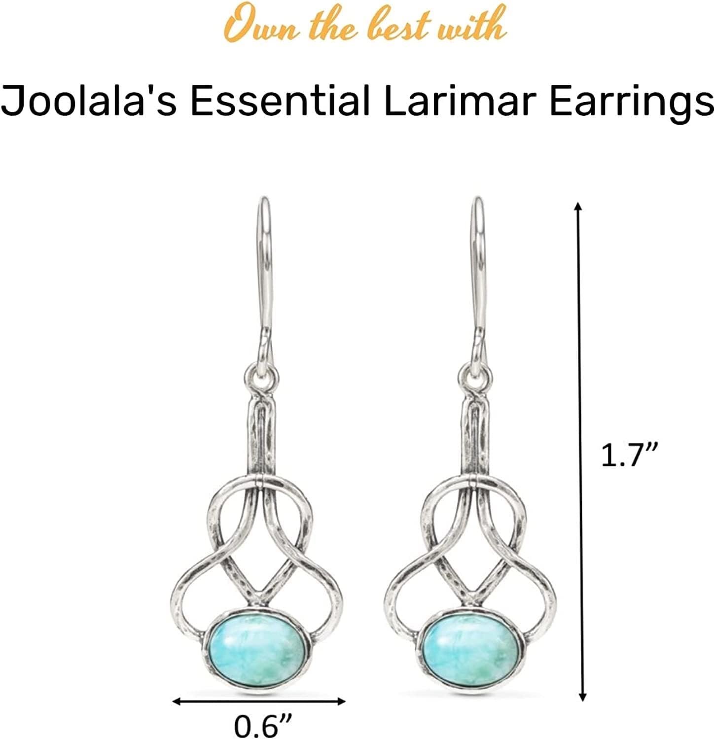 Essential Larimar Silver Drop Earrings - Handmade Larimar Drop Earrings for Women – .925 Sterling Silver Larimar Drop Earrings