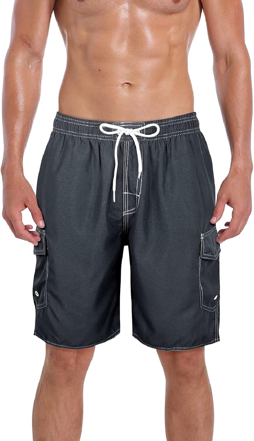 MILANKERR Men's Swim Trunk Swimming Shorts with Pockets S Darkgray
