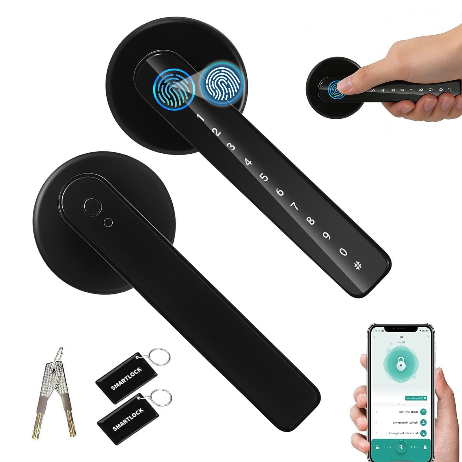 Smart Door Lock 6 in 1 for Wood Door, Home Bedroom Hotel Office Apartment