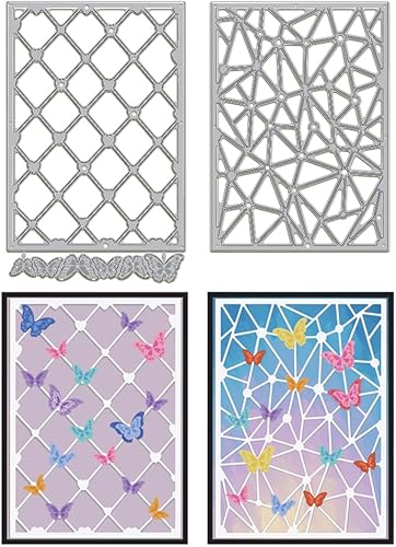 Miniatura 1 de GLOBLELAND Juego de 2 troqueles de corte de fondo de línea para hacer tarjetas, fondo triangular rectangular, troquelados, plantillas de acero al