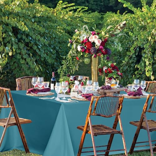 Image of sancua Rectangle Tablecloths for 6 Foot Tables, 6 Pack - Washable Polyester Fabric Table Cloth for Wedding Party, Birthday, Banquet Reception, 54x108 Inch, Teal