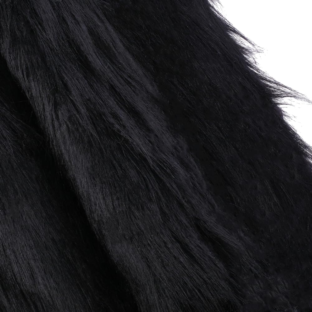 WEBEEDY 1.1 Yard Faux Fur Fabric for Crafts, 160cm Wide Soft Faux Fur Material by The Yard for Gnomes Beard Hair DIY Christmas Cosplay Costume Dwarf Pillows Decoration (Black)