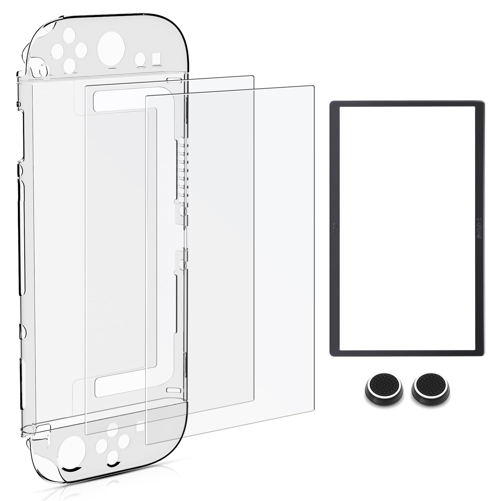 Cover Protettiva per Nintendo Switch 2 2025, Custodia Trasparente in TPU Resistente a Urti e Graffi, con Supporto, 2 Protettori di Schermo e 2 Cappucci per Manopola del Pollice