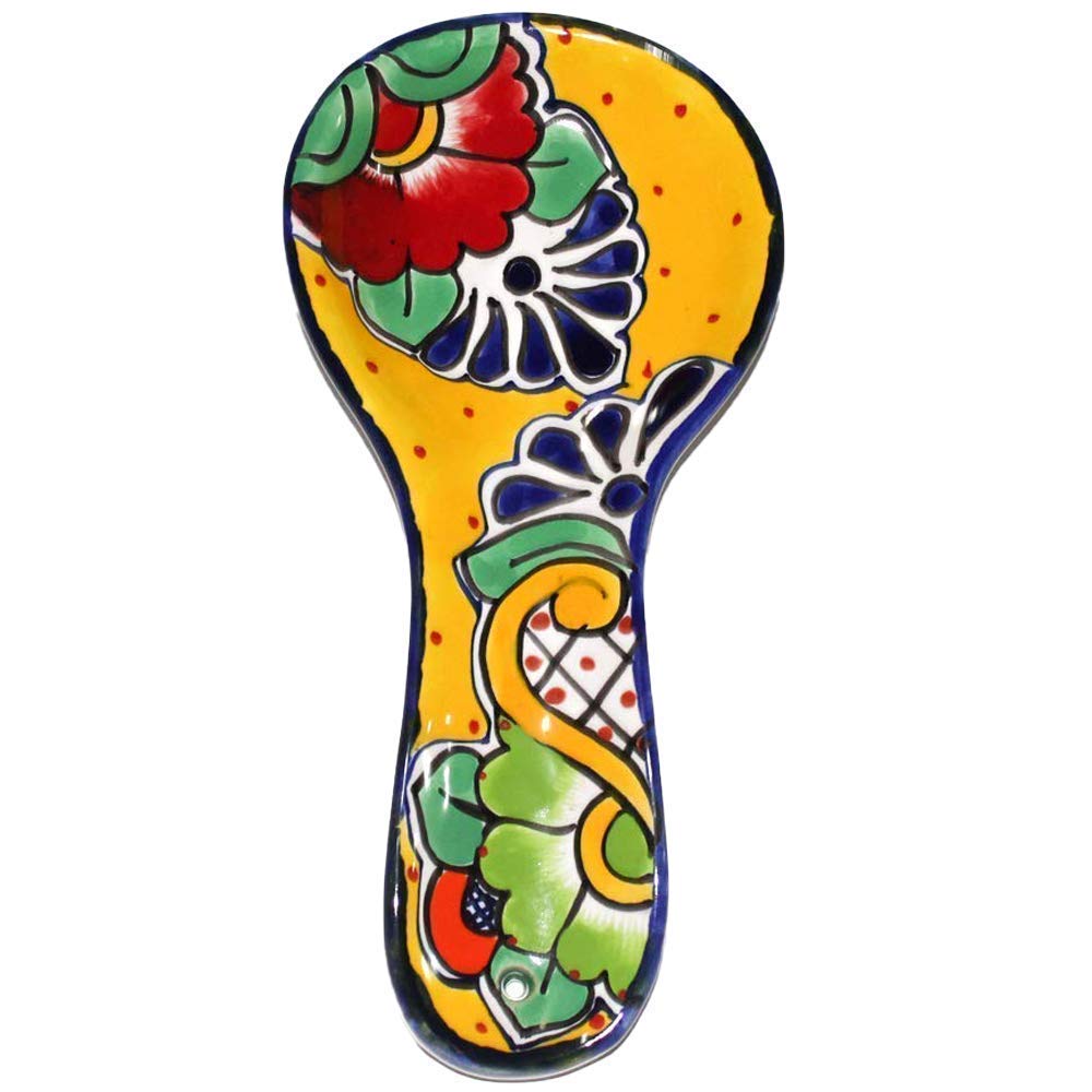Talavera Spoon Rest Mexican Pottery Hand Painted - Mexican Pottery Handcrafted Majolica | ARTESANO (Yellow)