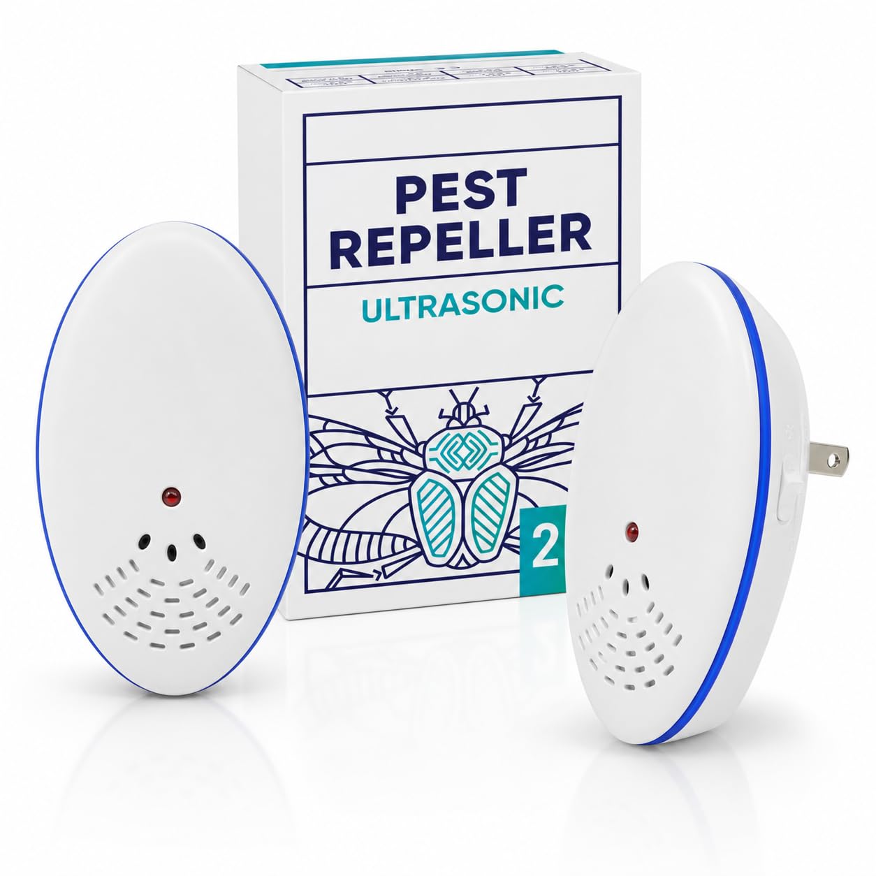 Ever Pest 2 Pack Ultrasonic Pest Repeller with Electromagnetic Technology
