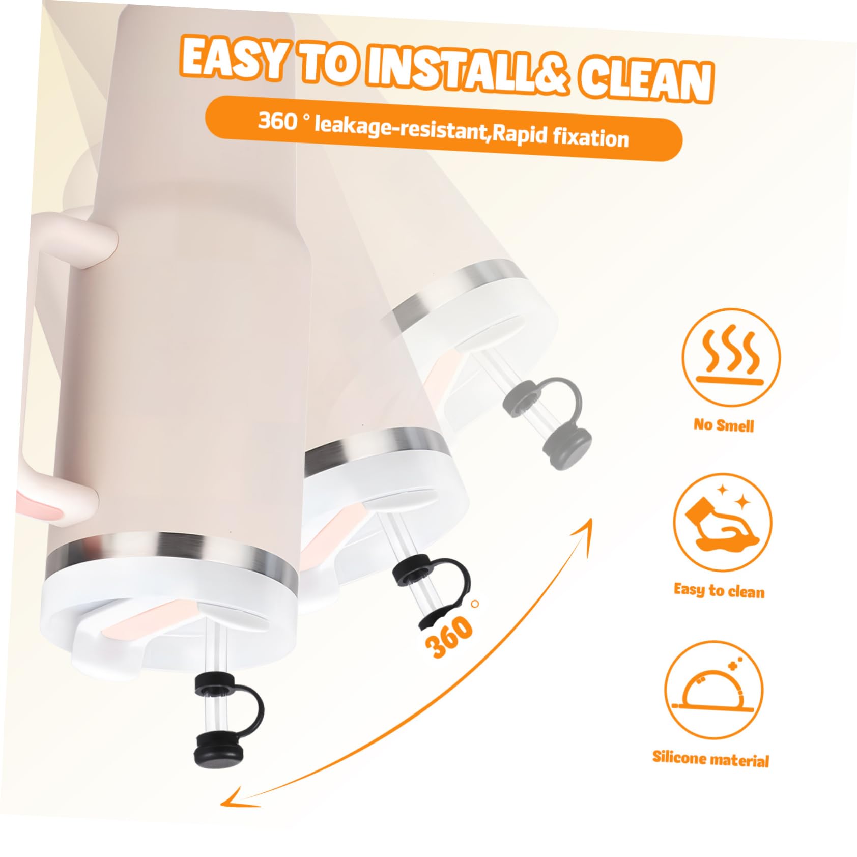 COLLBATH Tumbler Straw Topper Set 6pcs Silicone Spill Stopper Straw Covers for Easy to Install Clean