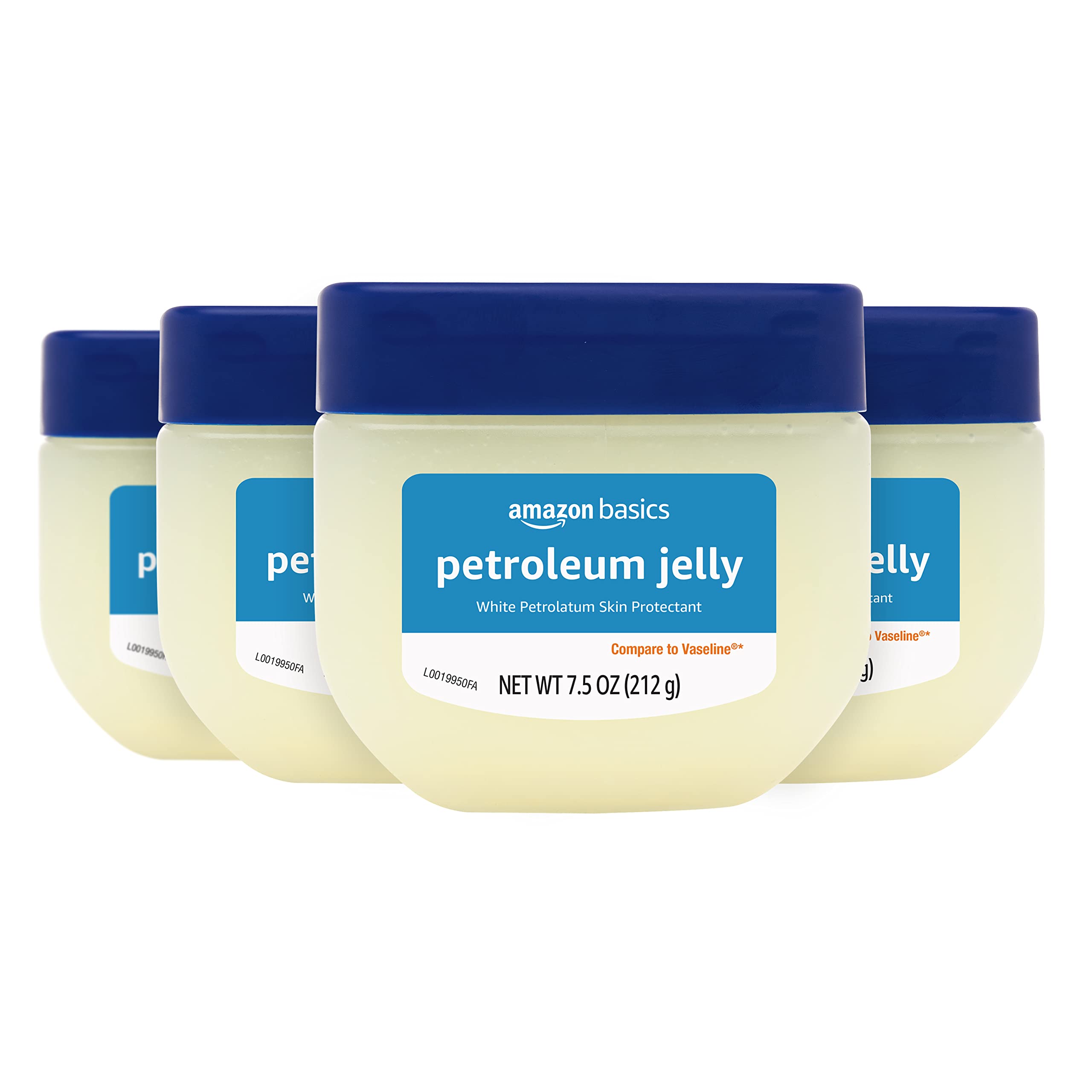Amazon Basics Petroleum Jelly White Petrolatum Skin Protectant, Unscented, 7.5 oz, 4-Pack, (Previously Solimo)