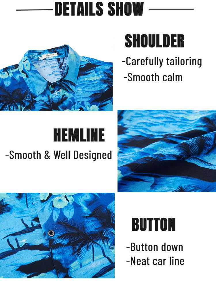 EISHOPEER Men's Flower Button Down Hawaiian Sets Casual Short Sleeve Shirt and Shorts Outfits4