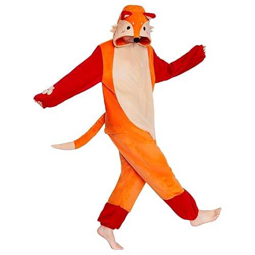 OLAOLA Adult Onesie, Unisex Animal Cosplay Costume, Flannel Pajamas One Piece Halloween Sleepwear - Fox - Medium