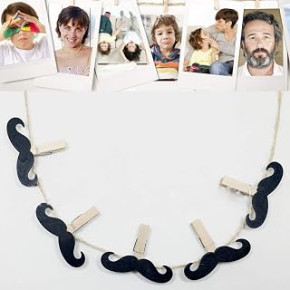 Cryfokt Wooden Beard Shaped Craft Clips 50 Pcs with Rope