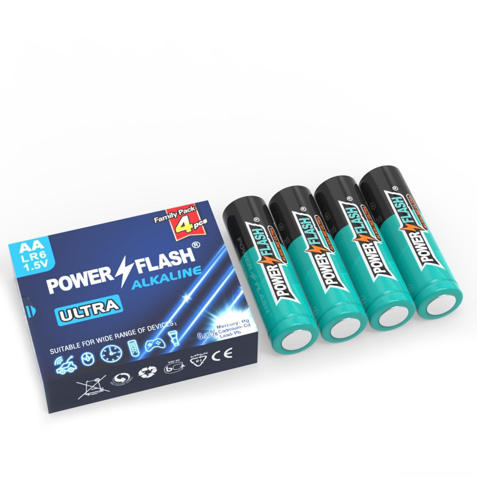 4 Count AA Batteries, with Long-Lasting Power, Leakproof Design, 10 Years Shelf Life, Alkaline AA Battery for Household and Office Devices