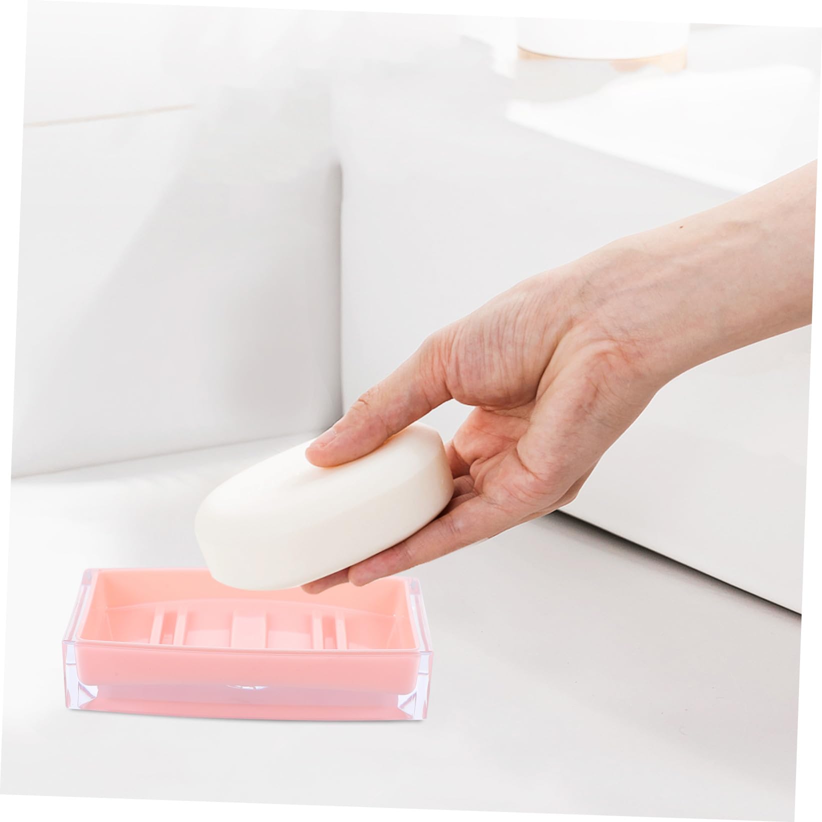 Set Accessori da Bagno Rosa 4 Pezzi in Ps Elegante e Funzionale per Mantenere Ordinato Bagno come Regalo la Casa