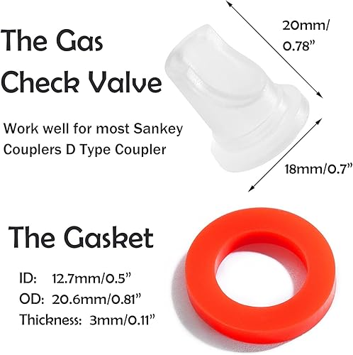 Miniatura 3 de 5 válvulas de retención de acoplador de barril de cerveza y 5 juntas de lavadora de cerveza, válvulas de retención de gas, acoplador de barril