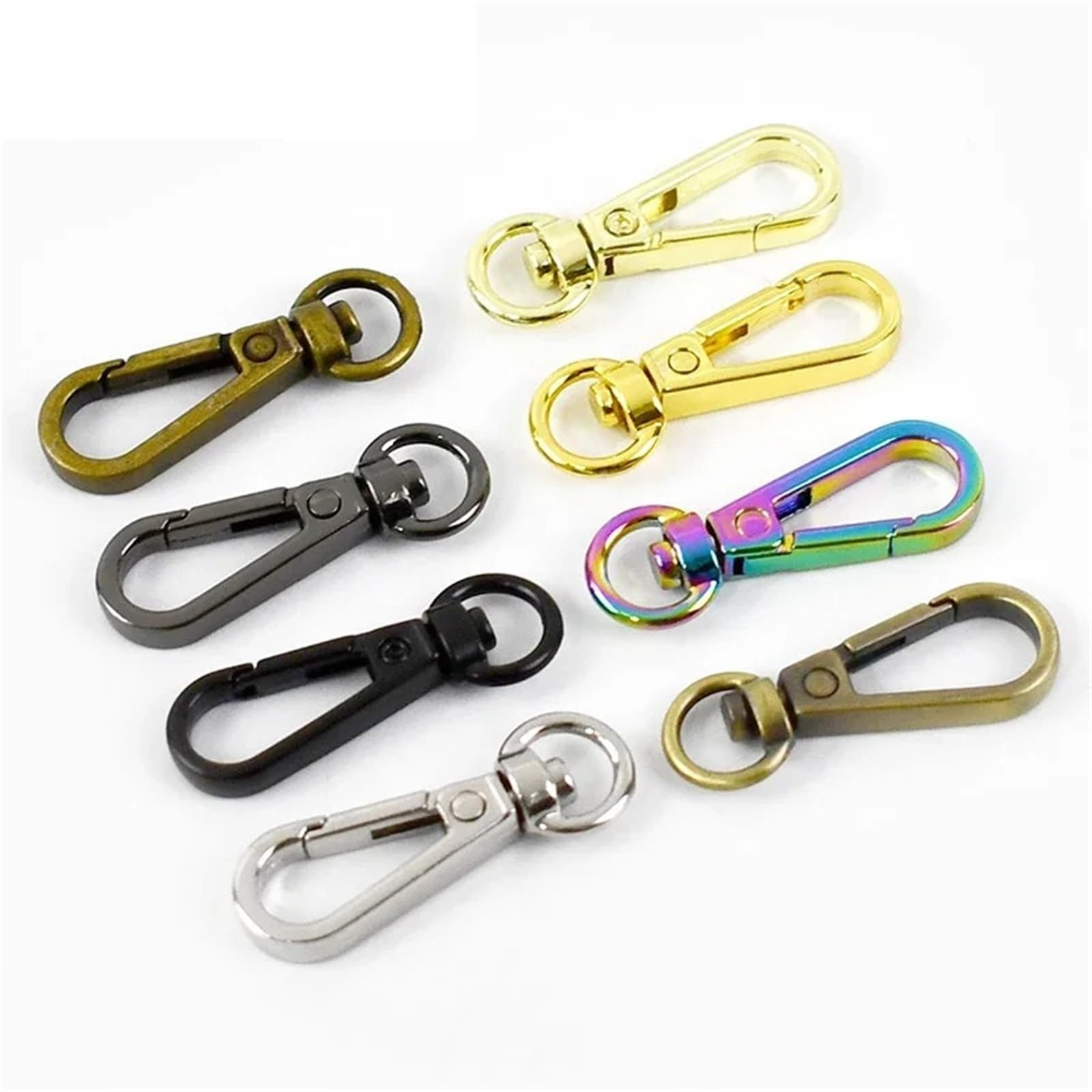 Ganchos De Metal Giratorio 5-30Pcs 8mm Bag Strap Metal Buckle Carabiner Keychain Swivel Lobster Clasp Webbing Belt Snap Hook DIY(Colored,8x38mm-30Pcs)