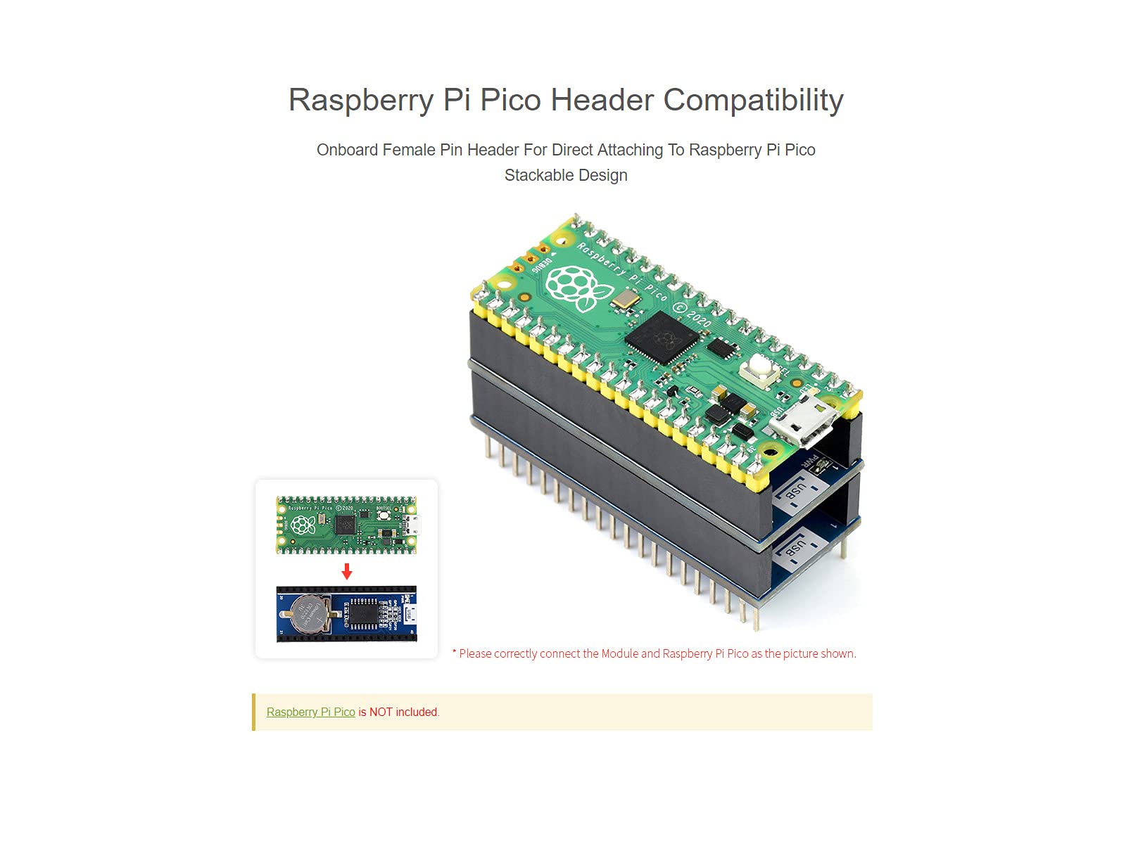 Waveshare Precision RTC Module for Raspberry Pi Pico, Onboard DS3231 Chip