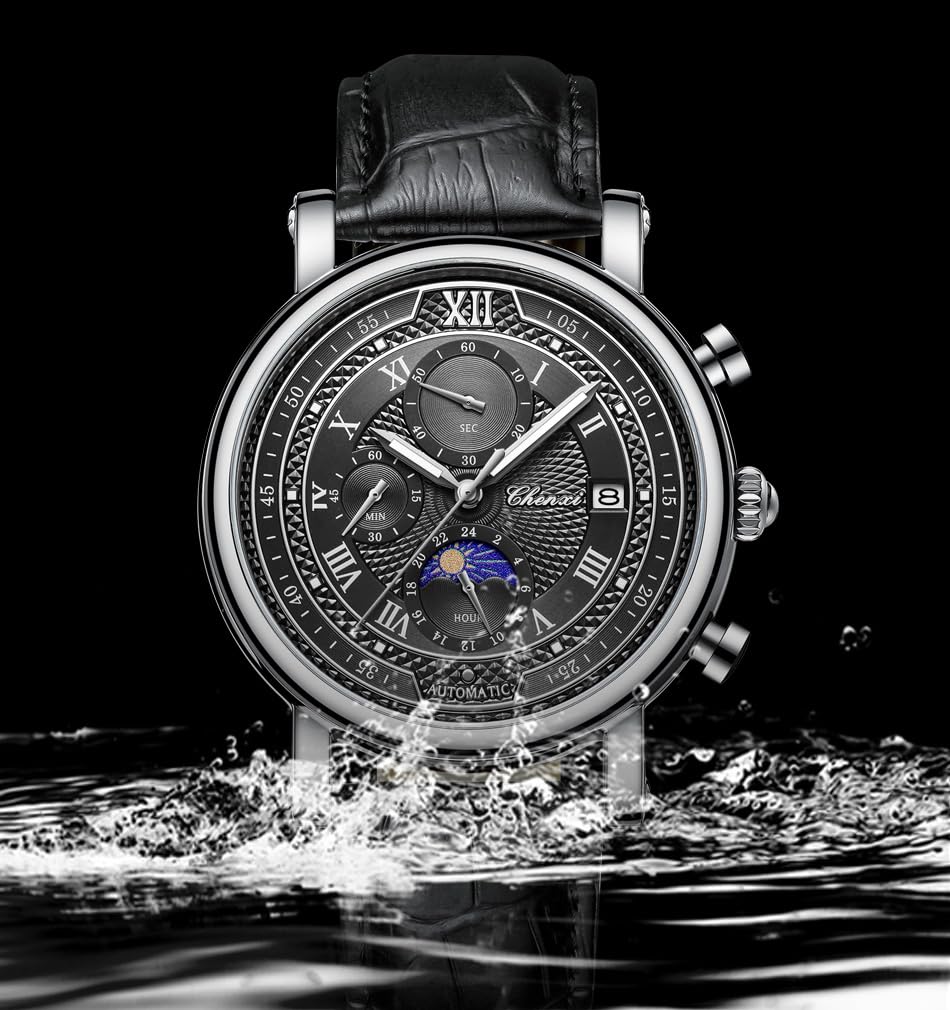 MASTOP Relojes de cuarzo para hombre, clásicos, de cuero, impermeables, con calendario, analógico, casual, relojes de pulsera