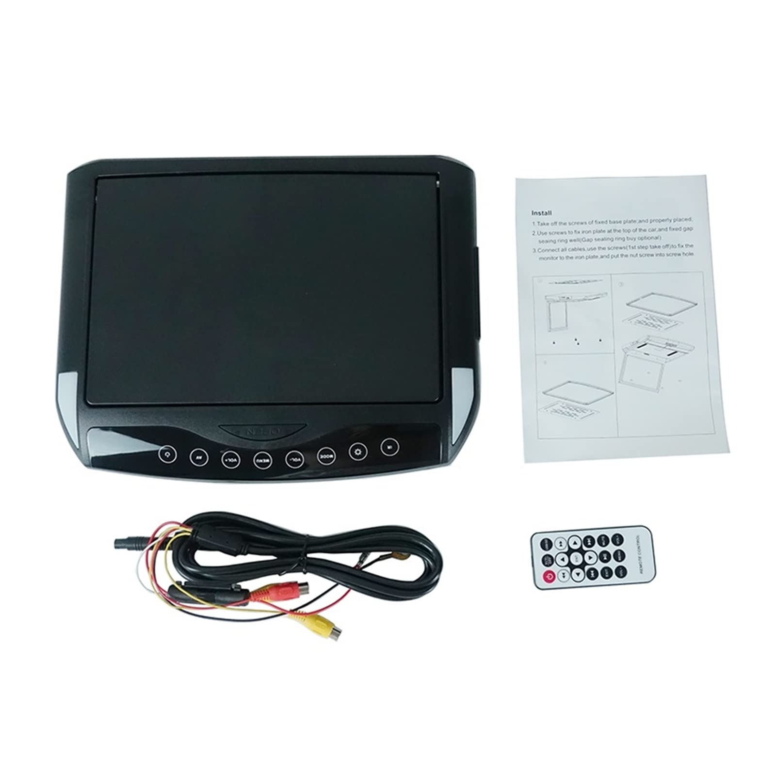 Telewizor w Zagłówku, Monitor do montażu na dachu samochodu Ultra-cienki 10,1-calowy uchwyt sufitowy Opuszczany ekran nad głową MP5 Odtwarzacz multimedialny IR/SD/USB(10.1 inch black)
