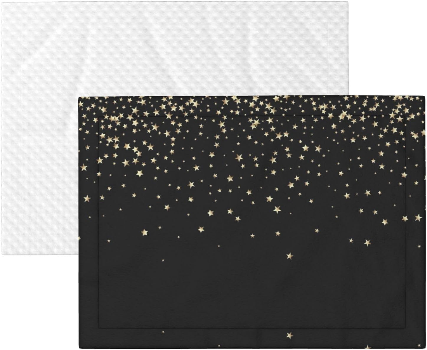 Star Silver Glitter Print Soft Plush Pet Blanket, Washable Dog Blanket, Cat Fleece Throw, Puppy Bed Crate Mat & Sofa Couch Protector - Large