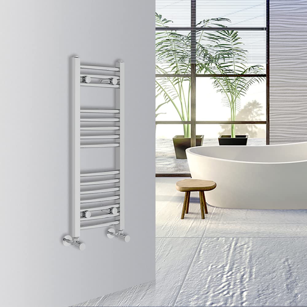 Warmehaus Curved Bathroom Heated Towel Rail Warmer Radiator Central Heating 800x300mm - Chrome