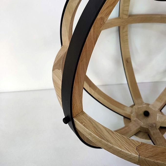 NZDY Beugel licht massief hout sferische plafondlamp | Plafondlamp geschikt voor ronde hanglampen kroonluchter E27 gloeilampen Plafondverlichting voor keuken woonkamer slaapkamer roestvrij staal houder photo 3