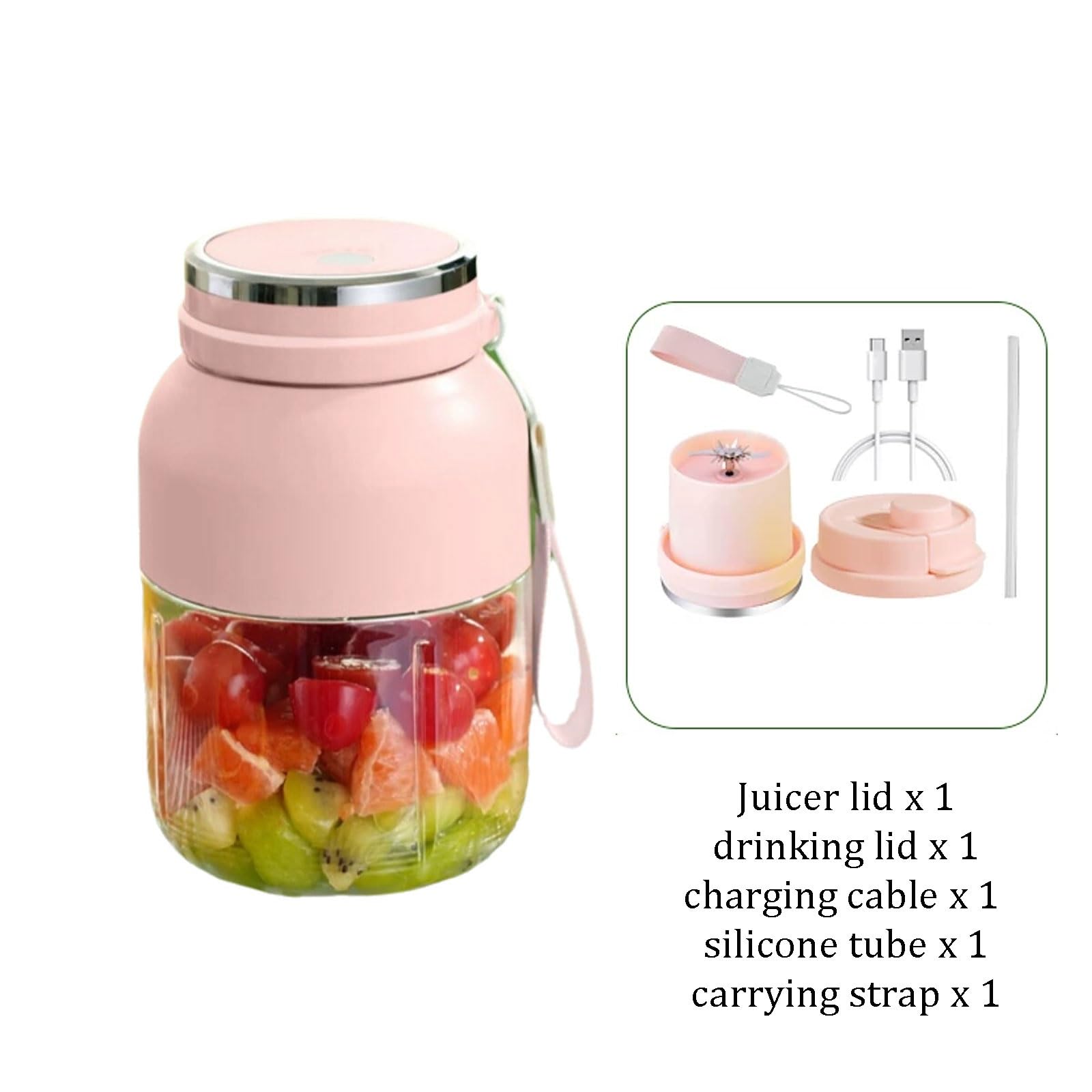 Potężny plastikowy przenośny blender potężne małe blendery USB-C do ładowania do kuchni biura podróży siłowni 1300 ml kompaktowy (jasnoczerwony)
