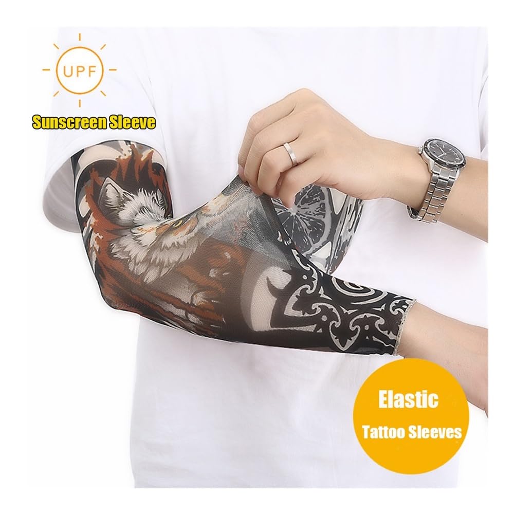 Mangas de brazo de flores refrescantes de verano, protección UV, mangas de brazo para tatuaje, deportes al aire libre, protección solar, calentador de brazo para correr (8,5 piezas), 8 (Reino