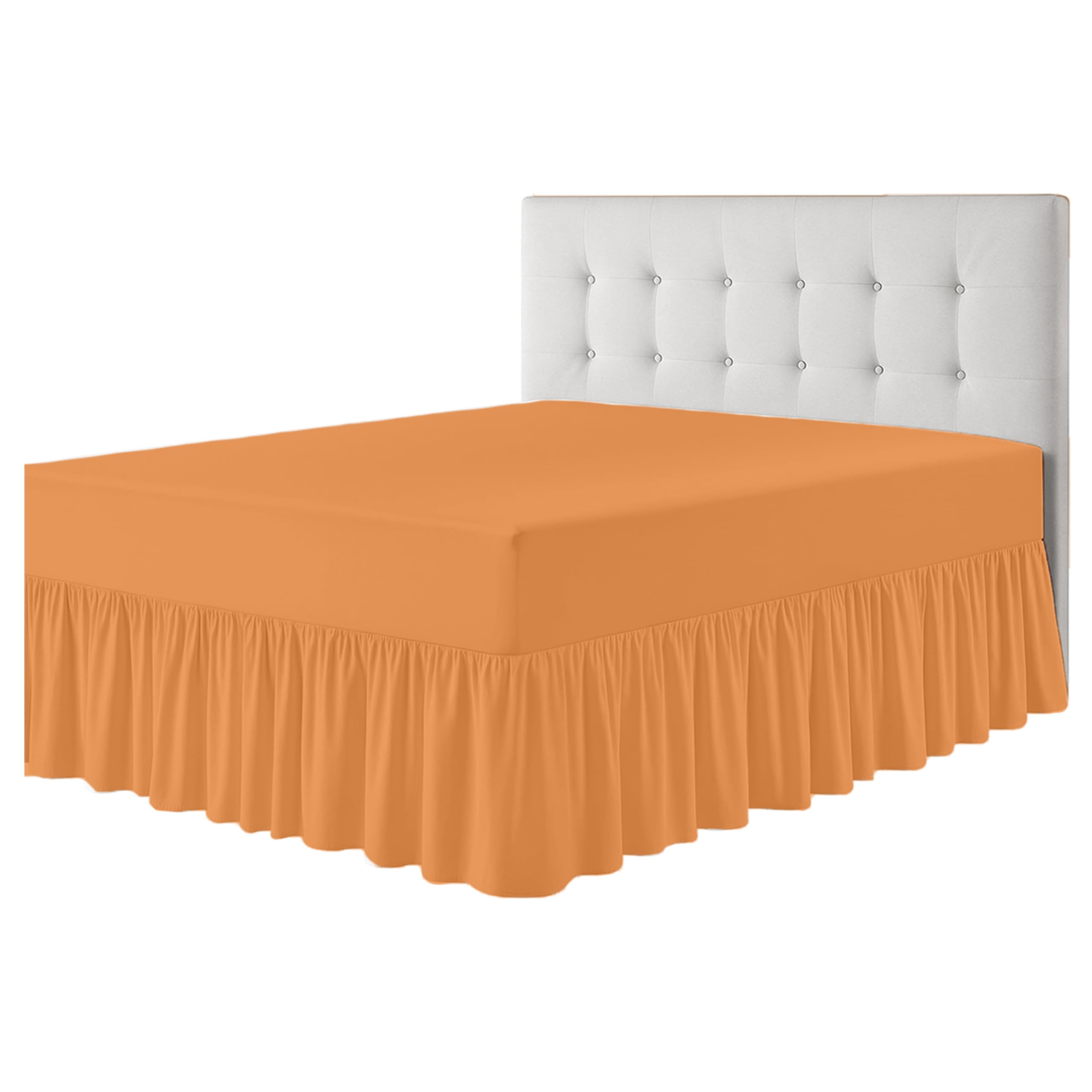 Rohi Deep Fitted Valance Sheet Double Bed - Easy Care Plain Dyed Valance Fitted Sheet with 30cm Deep Frill - Hypoallergenic - Fit over Mattress (Double, Peach) — image 1