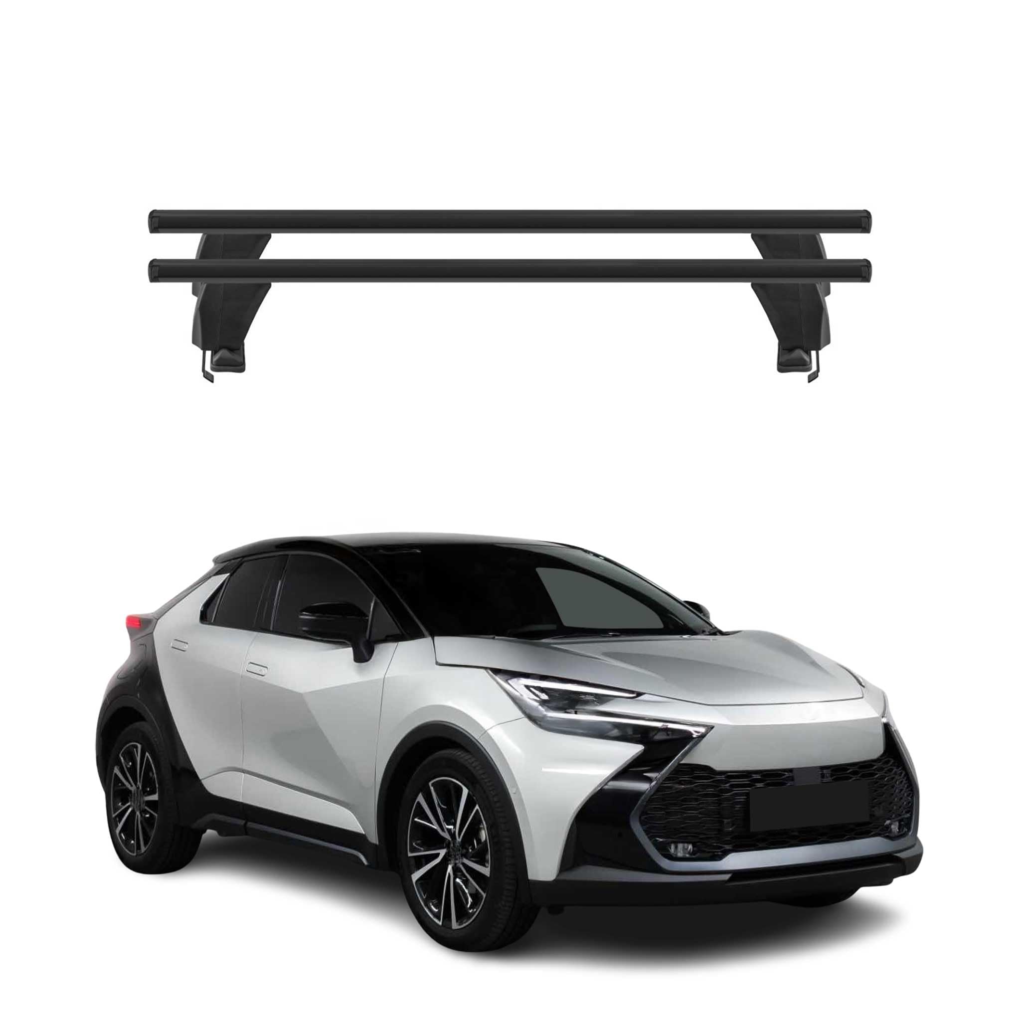 OMAC Poprzeczki aluminiowe do Toyota C-HR II 2024-2026 – Zamykane – Rowek T – City Crash Tested – Nośność 50 kg Czarny