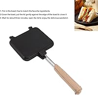 Vista 4 de Alvinlite Sartén de doble cara con revestimiento antiadherente, máquina de sándwiches de prensa, sartén de doble cara con mango de madera, máquina