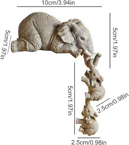 Miniatura 7 de Linda estatua decorativa de elefante, para madre y dos bebés, figuras colgantes para mesa, colección pintada a mano, escultura de resina animal para