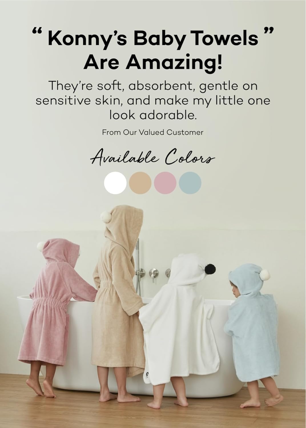 Konny Baby Hooded Towel Rayon from Bamboo Cotton Baby Bath Beach Towel Hooded Poncho, Oeko-TEX, Ultra Soft & Quick-Dry, Newborn Boys Girls Toddler (Beige, Small) - Image 8