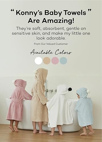 Miniatura 8 de Konny Toalla con capucha para bebé rayón de algodón de bambú, poncho con capucha, Oeko-TEX, ultra suave y de secado rápido, niñas, bebés, niños