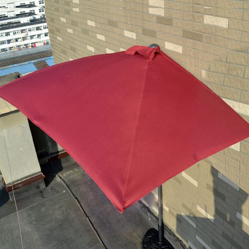 Ombrellone da Giardino P, Altezza Regolabile, Piccolo, Semi-Ombrellone da Giardino P, 2,5 X 1,3 M, per Esterni, da Giardino, da Tavolo E da Parete, Marrone + Senza Base