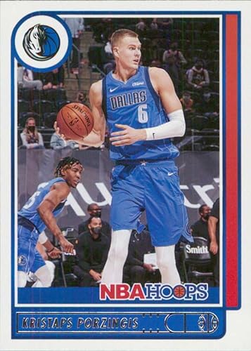 2021-22 NBA Hoops #82 Kristaps Porzingis Dallas Mavericks Official Panini Basketball Card (Stock Photo Shown, card is straight from Pack and Box in
