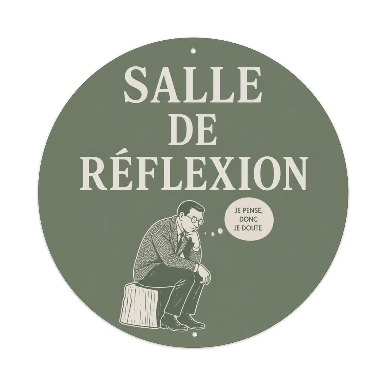 French Reflection Room Bathroom Humor Reading Icon Metal Tin Sign