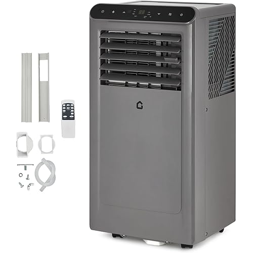 8000 BTU Portable Air Conditioners, 3-in-1 Portable AC Unit with Dehumidifier, Quiet Air Conditioner for Bedrooms and Offices up to 350 Sq.Ft, Remote Control & 24H Timer, Grey & Black