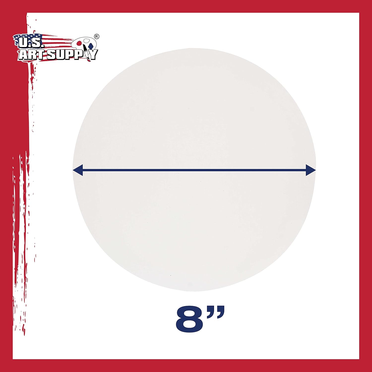 U.S. Art Supply 8 Inch Diameter Round 12 Ounce Primed Gesso Professional Quality Acid-Free Stretched Canvas (Pack of 6)