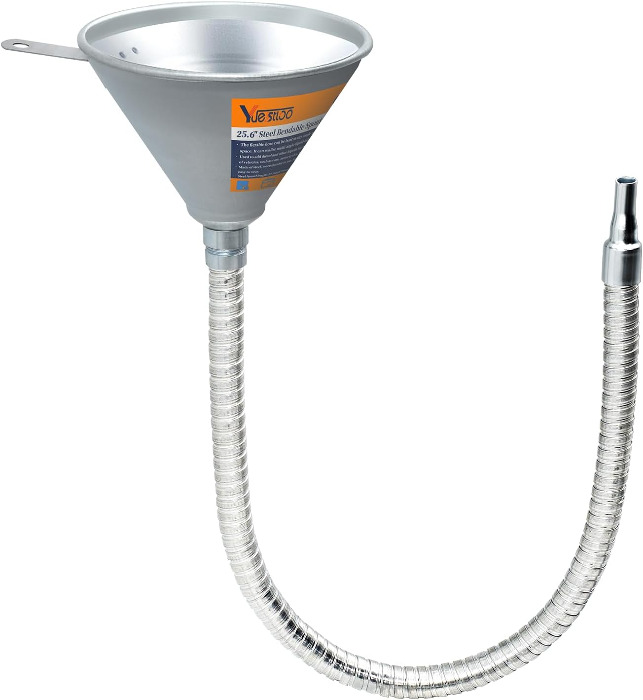 25.6" Steel Bendable Spout Funnel with Filter for All Automotive Oils | Metal Flexible Long Funnels for Automotive Use for Transmission Fluid, Diesel Fuel, and Other Liquids