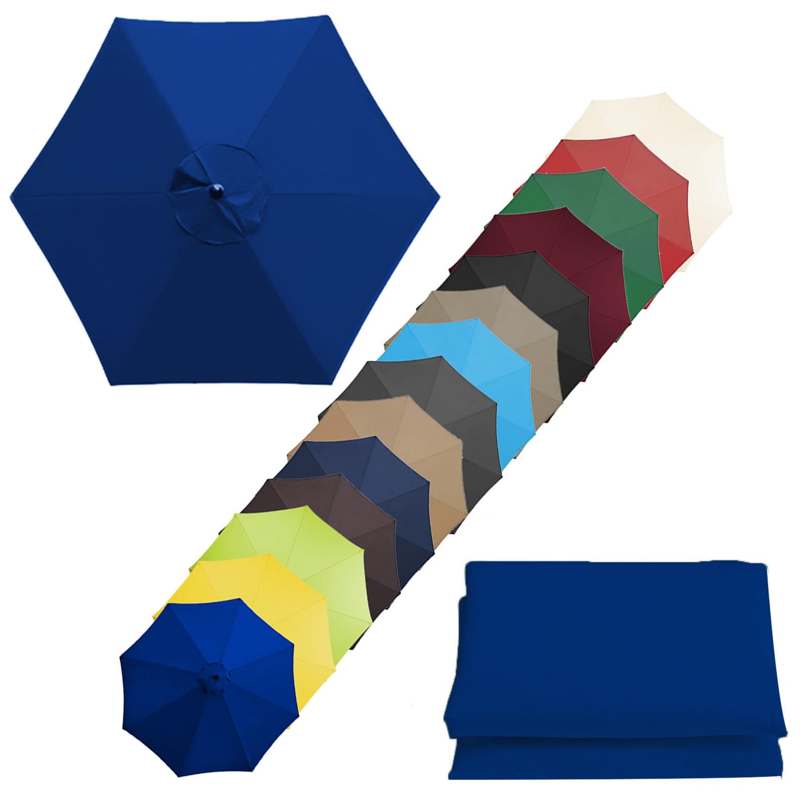 Replacement Canopy Top, Sun Umbrella Replacement Cloth 200cm/270cm/300cm+6 Arms/8 Arms Replacement Parasol Fabric Cover For Garden Umbrella(Color:Royal blue,Size:6 ribs-2m(6.5ft)) — image 1