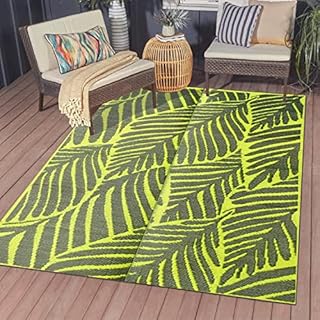 HOMES & HIVES Outdoor Indoor Picnic Area Straw Rug  Heavy Duty Large Waterproof & Reversible Patio Foldable Mat  Portable & Washable - For Garden, Camping, Beach & Kids Play Mat
