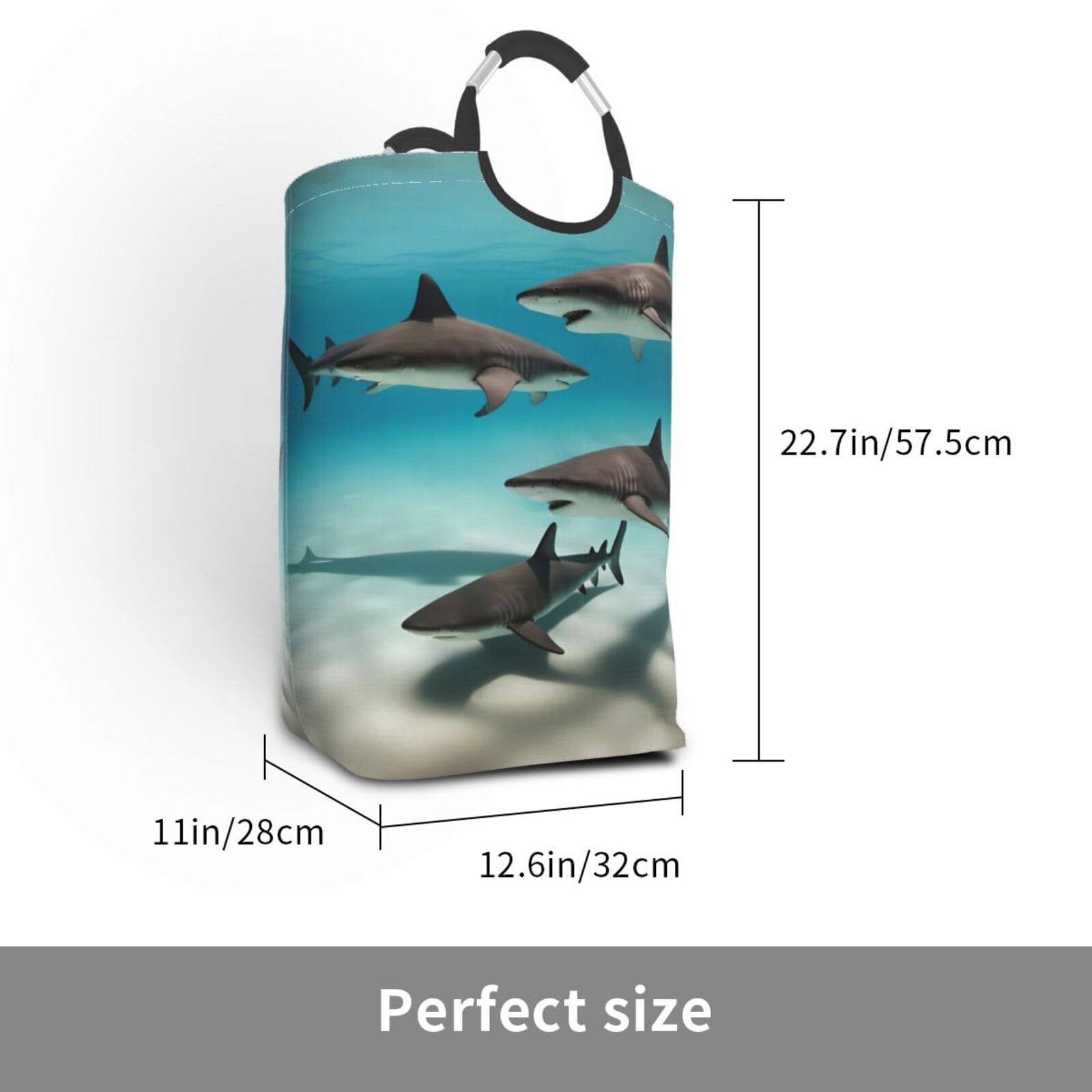 Fish in the deep sea Faltbare quadratische Aufbewahrungstasche, 50L Schmutzige Kleidung Wäschekorb, geeignet für Waschküche, Schlafsaal, Schlafzimmer