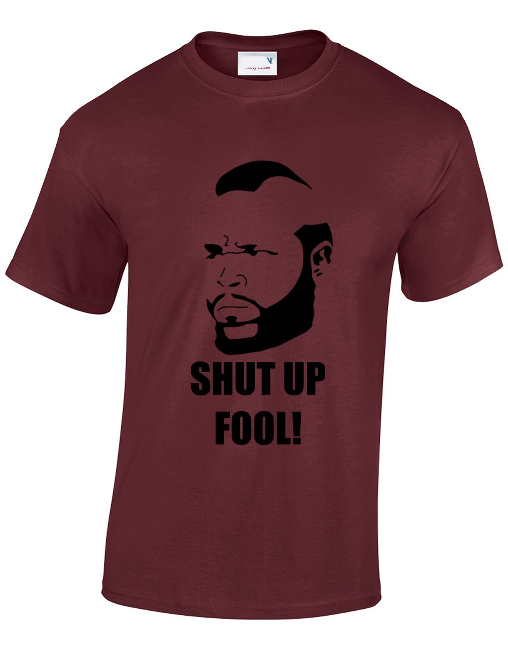 Crown Designs Men's Maroon Shut Up Fool B. A. Baracus Silhouette Action Tv Show Inspired For & Teenagers T-Shirts Tops - /Small