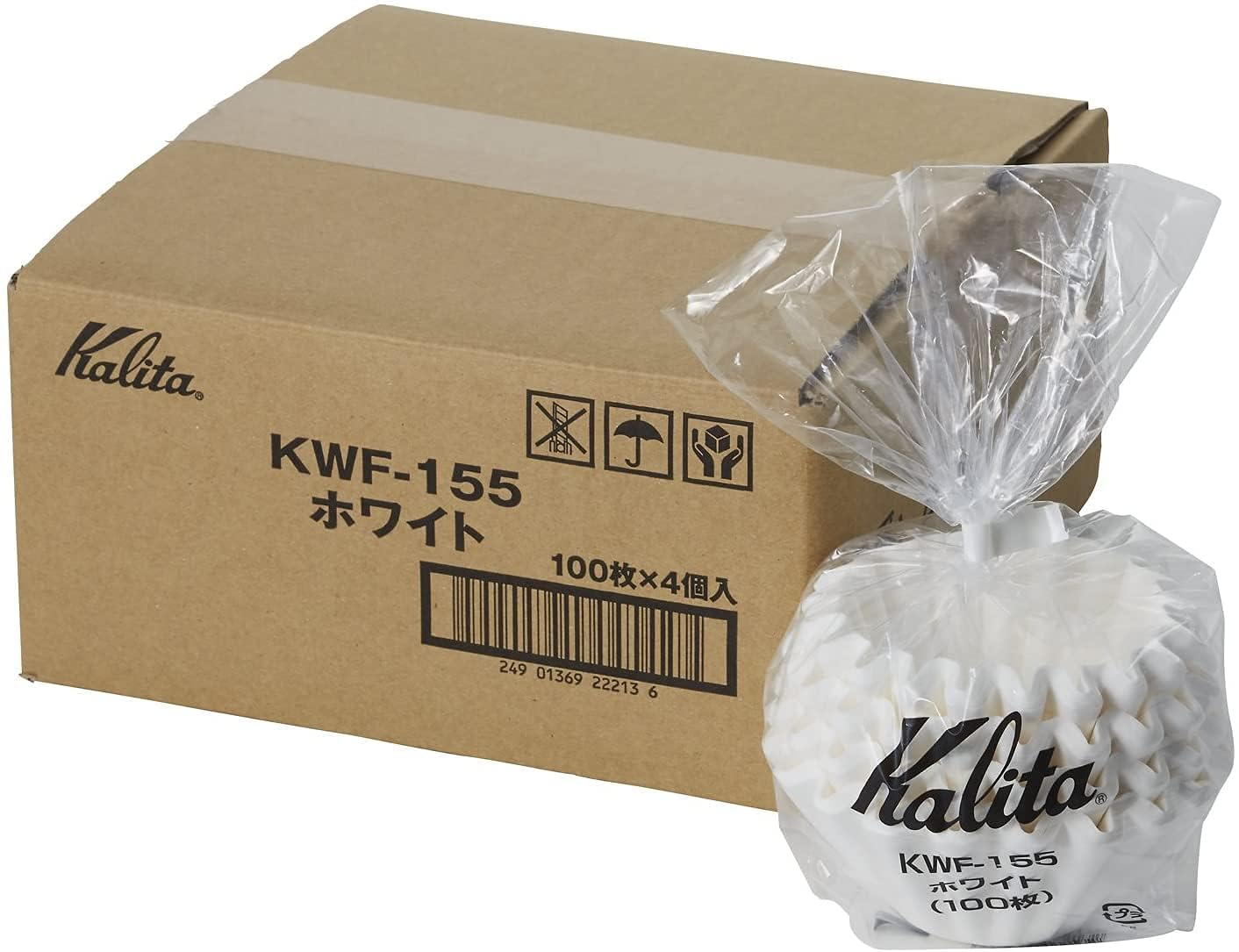 Kalita:Wave Series Wave Filter KWF-155 [1-2 Personen], Weiß, 100 Stück, 4er-Pack (insgesamt 400 Blatt) #22213 Japan Import