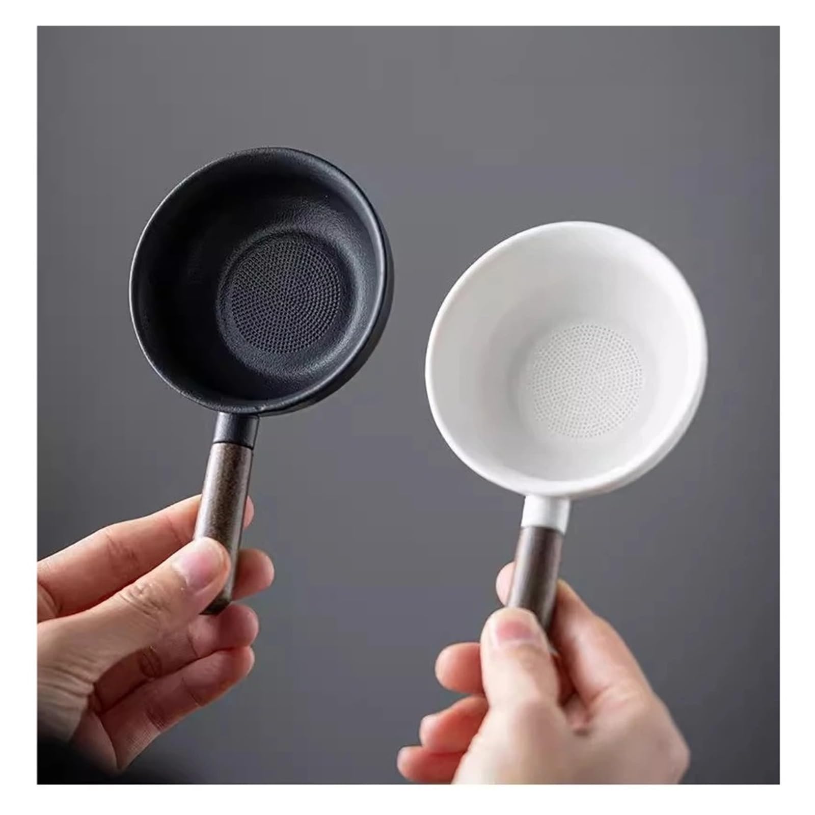 Teesieb aus Keramik Teesieb mit Sandelholzgriff, Schwarz-Weiß-Teefilter, Keramikfilter, Teezeremonie-Zubehör, Teeset-Zubehör für Familie und Büro(Black-1 set)