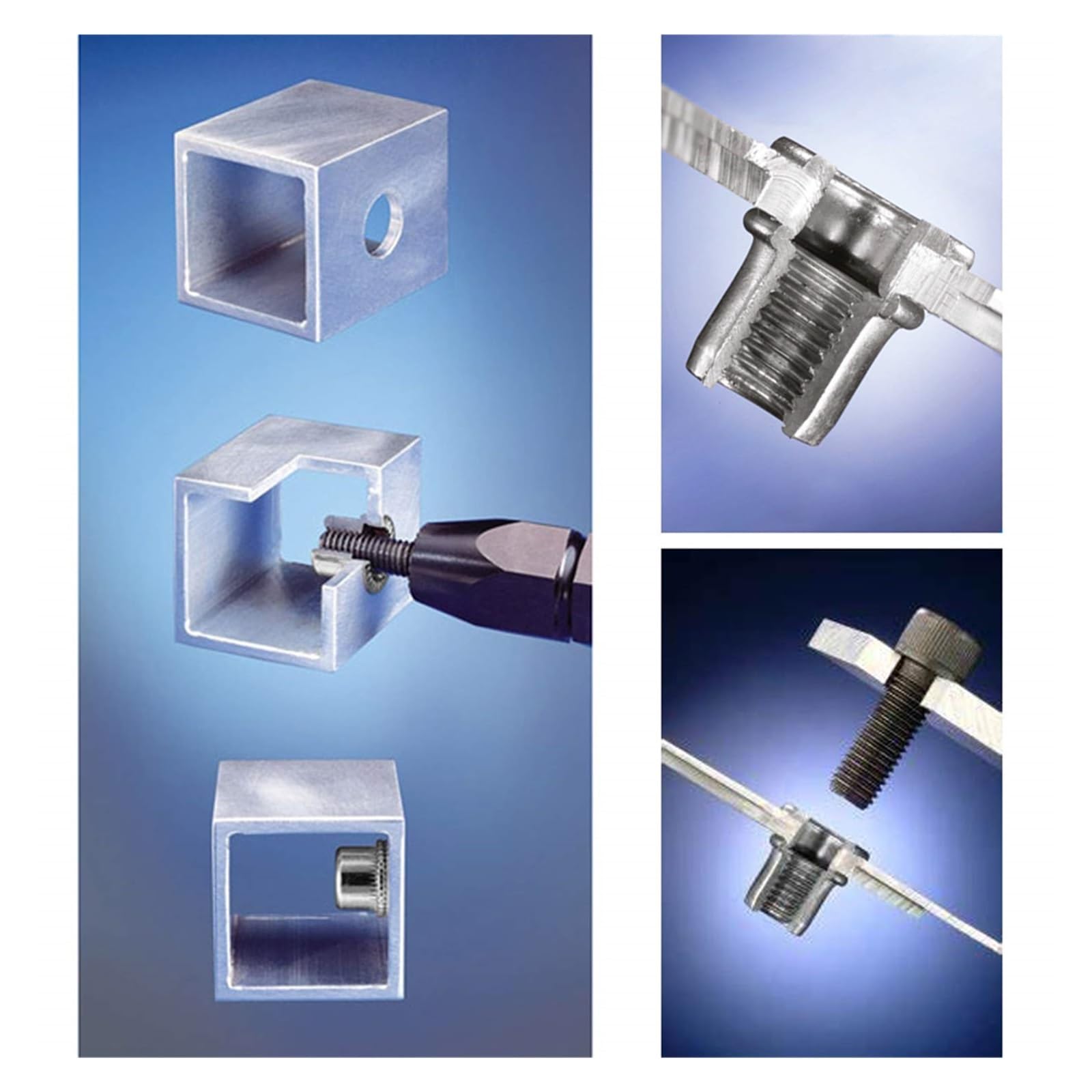 Kit assortimento di dadi for rivetti filettati metrici a testa piatta in alluminio M3/M4/M5/M6/M8/M10 da 100 pezzi(M10)