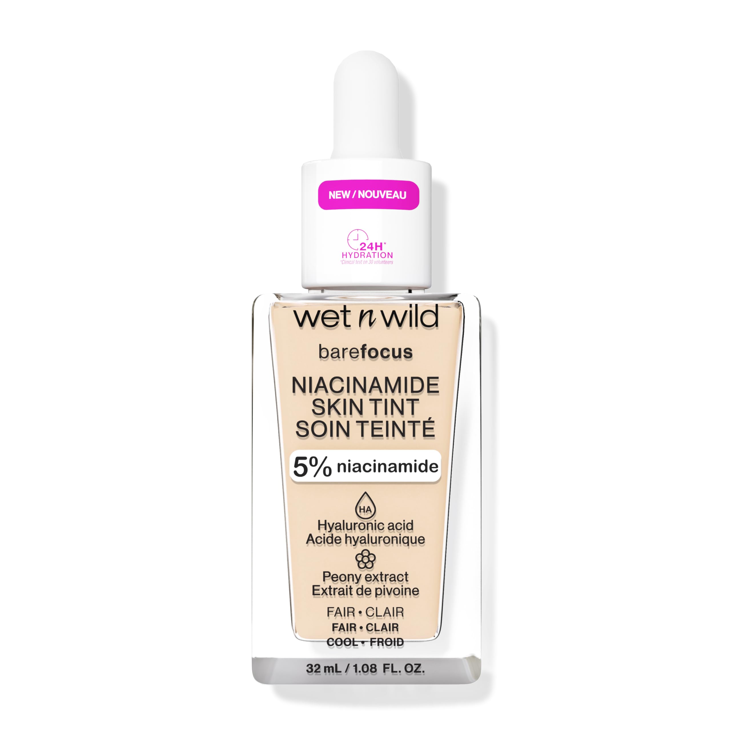 Wet n Wild Bare Focus Niacinamide Skin Tint, Hydrating Tinted Serum with Hyaluronic Acid, Lightweight Sheer-to-Medium Glow