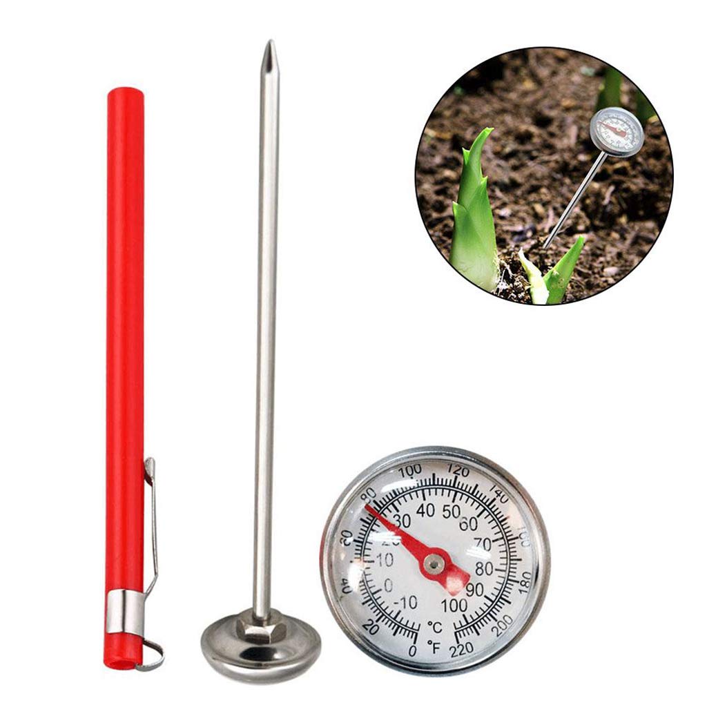 127mm Lightweight Compost Soil Kitchen Tool Measure Stainless Steel Thermometer Garden Dial Display Multifunction Milk Soil Hygrometer 0-100 Degrees Stainless Steel Thermometer G