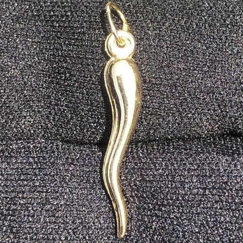 Real Genuine Solid 1/20 14K Yellow Gold Italian Horn Cornicello 1 Inch Necklace Pendant Charm for Men and Women Golds3